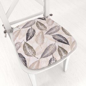 Biante Oblý podsedák PML-056 Zeleno-čierne listy na béžovom - 39x37x3 cm