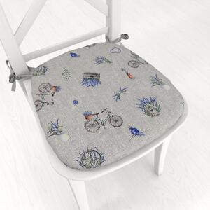 Biante Oblý podsedák PML-097 Levandule a bicykle na sivom režnom - 39x37x3 cm