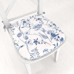Biante Oblý podsedák PML-060 Modré lúčne kvety na bielom - 39x37x3 cm