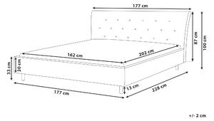 Čalúnená posteľ sivá polyesterová látková drevené nohy prešívaná čelná doska king size 160x200cm moderný dizajn