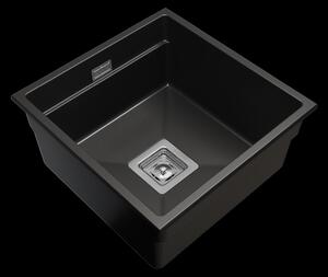 Gamma Decor 4445, 1-komorový granitový drez 440x450x215 mm, čierna, GMA-ZLE000128