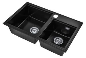 Gamma Modern 8020, 2-komorový granitový drez 795x495x210 mm, čierna, GMA-ZLE000026