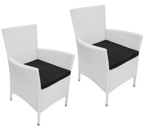 Záhradné stoličky 2 ks s podložkami, polyratan, krémovo biele