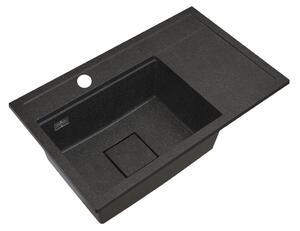 Gamma Quadro 8151, 1-komorový granitový drez 800x500x220 mm, čierna škvrnitá, GMA-ZLE000185