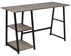 Písací stôl s 2 poličkami, šedý a dubový