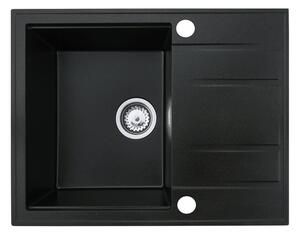 Gamma Modern 6550, 1-komorový granitový drez 650x500x210 mm s krátkym odkvapkávačom, čierna so zlatými bodmi, GMA-ZLE000093