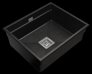Gamma Decor 6050, 1-komorový granitový drez 600x500x220 mm, čierna škvrnitá, GMA-ZLE000109