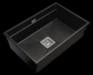 Gamma Decor 7050, 1-komorový granitový drez 700x470x220 mm, čierna škvrnitá, GMA-ZLE000105