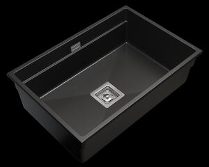 Gamma Decor 7050, 1-komorový granitový drez 700x470x220 mm, čierna, GMA-ZLE000107