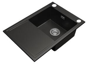 Gamma Design 7050, 1-komorový granitový drez 700x480x205 mm, čierna, GMA-ZLE000129
