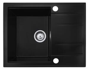 Gamma Modern 6550, 1-komorový granitový drez 650x500x210 mm s krátkym odkvapkávačom, čierna, GMA-ZLE000089