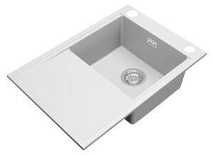 Gamma Design 7050, 1-komorový granitový drez 700x480x205 mm, biela, GMA-ZLE000137