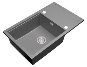 Gamma Advance 8050, 1-komorový granitový drez 800x500x210 mm, šedá, GMA-ZLE000149
