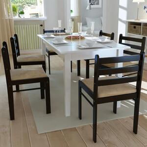 Jedálenské stoličky 6 ks, hnedé, drevený masív a zamat