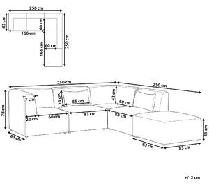 Modulárna rohová pohovka 4 miestna s taburetkou menčestrová ružová tvar L moderný dizajn ľavostranná