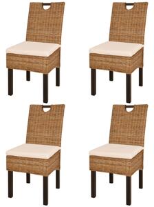 Jedálenské stoličky, 4 ks, ratan kubu a mangové drevo