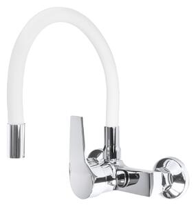 Gamma Flex, nástenná drezová batéria s elastickým ramenom, biela-chrómová, GMA-BFXS-WH