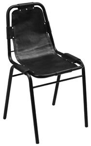 Jedálenské stoličky 4 ks, čierne, pravá koža