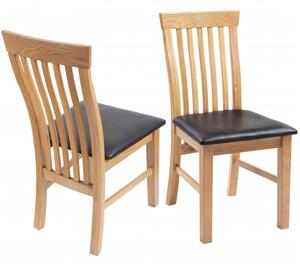 Jedálenské stoličky 2 ks, dubový masív a umelá koža