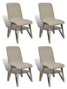 Jedálenské stoličky 4 ks, béžové, látka a dubový masív