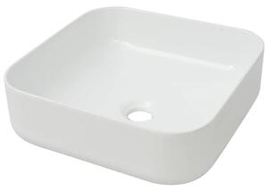 Štvorcové keramické umývadlo, biele, 38x38x13,5 cm
