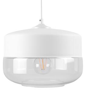 Závesná lampa biela priehľadná sklenené tienidlo geometrický okrúhly tvar na strop moderný priemyselný štýl obývačka jedáleň