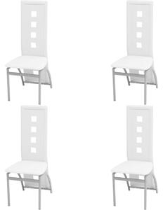Jedálenské stoličky 4 ks biele umelá koža