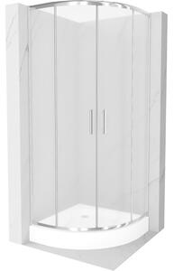 Mexen Rio sprchová kabína polkruhová 70 x 70 cm, mráz, chróm + vanička, biela - 863-070-070-01-30-4710