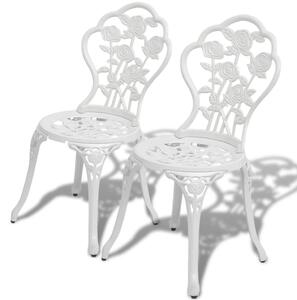 Bistro stoličky 2 ks, odlievaný hliník, biele