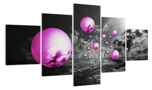 Abstraktný obraz - fialové gule (Obraz 125x70cm)