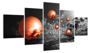 Abstraktné obrazy - oranžové gule (Obraz 125x70cm)