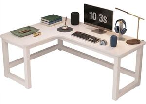 Rohový herný počítačový stôl, veľký, moderný, biely, štýl loft, 120 cm