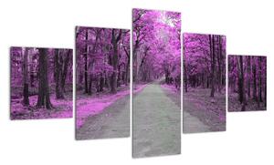 Moderný obraz - fialový les (Obraz 125x70cm)