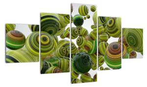 Abstraktný obraz - zelené gule (Obraz 125x70cm)