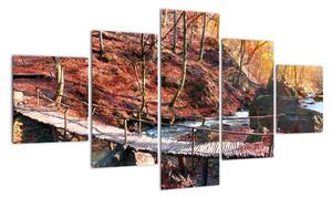 Obraz mosta - jesenné cesta lesom (Obraz 125x70cm)