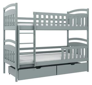 Poschodová posteľ sivá AGATKA 2S, s roštom a zásuvkami