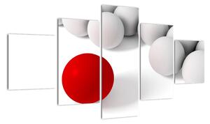 Červená guľa medzi bielymi - abstraktný obraz (Obraz 125x70cm)