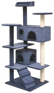 Škrabadlo pre mačky so sisalovými stĺpikmi, 125 cm, tmavomodré