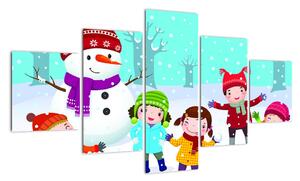 Obraz detí na snehu (Obraz 125x70cm)