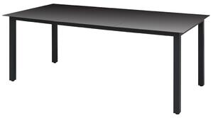 Záhradný stôl, čierny 190x90x74 cm, hliník a sklo