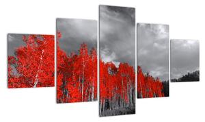 Červený les - moderný obraz (Obraz 125x70cm)