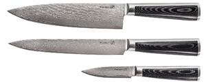 Sada nožov G21 Damascus Premium v bambusovom bloku 3 ks + brúsny kameň