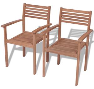Stohovateľné záhradné stoličky 2 ks, tíkový masív