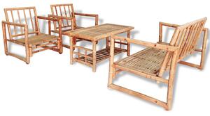4-dielna záhradná sedacia súprava s vankúšmi bambus