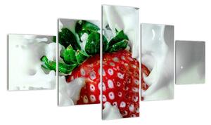 Obraz jahody v jogurte (Obraz 125x70cm)
