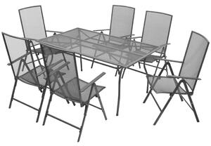 7-dielna vonkajšia jedálenská súprava so skladacími stoličkami oceľová antracitová