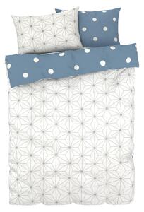 LIVARNO home Obojstranná posteľná bielizeň z bavlneného saténu, 200 x 220 cm, 70 x 90 cm (bodky/modrá) (100343810)