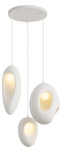 Japandi Závesná lampa biela s organickým tienidlom 3-svetelná - Moonstone