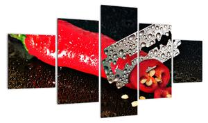Obraz papriky s žiletkou (Obraz 125x70cm)