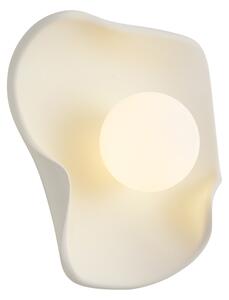 Nástenná lampa Japandi krémová s bielym sklom - Parel